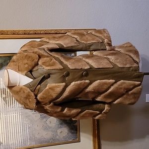 Vintage BLACKBURNS Amarillo - Two Tone & Texture Leather & Mink Fur Coat. MEDIUM